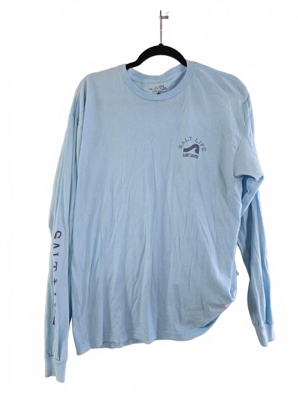 Salt Life Surf Style Light Blue Long Sleeve T-Shirt Large